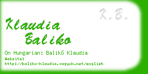klaudia baliko business card
