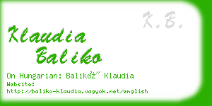 klaudia baliko business card